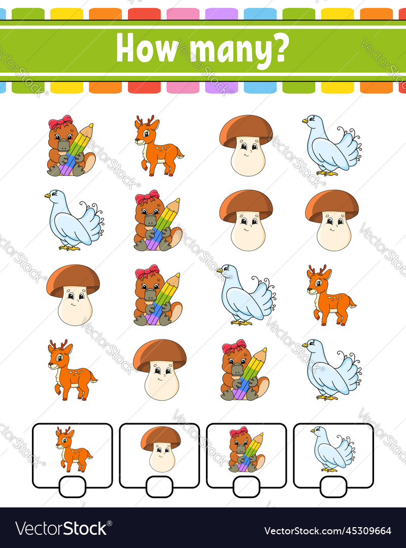 Counting game for children happy characters