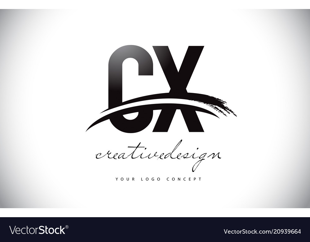 Cx c x Buchstaben-Logo-Design mit swoosh und schwarz