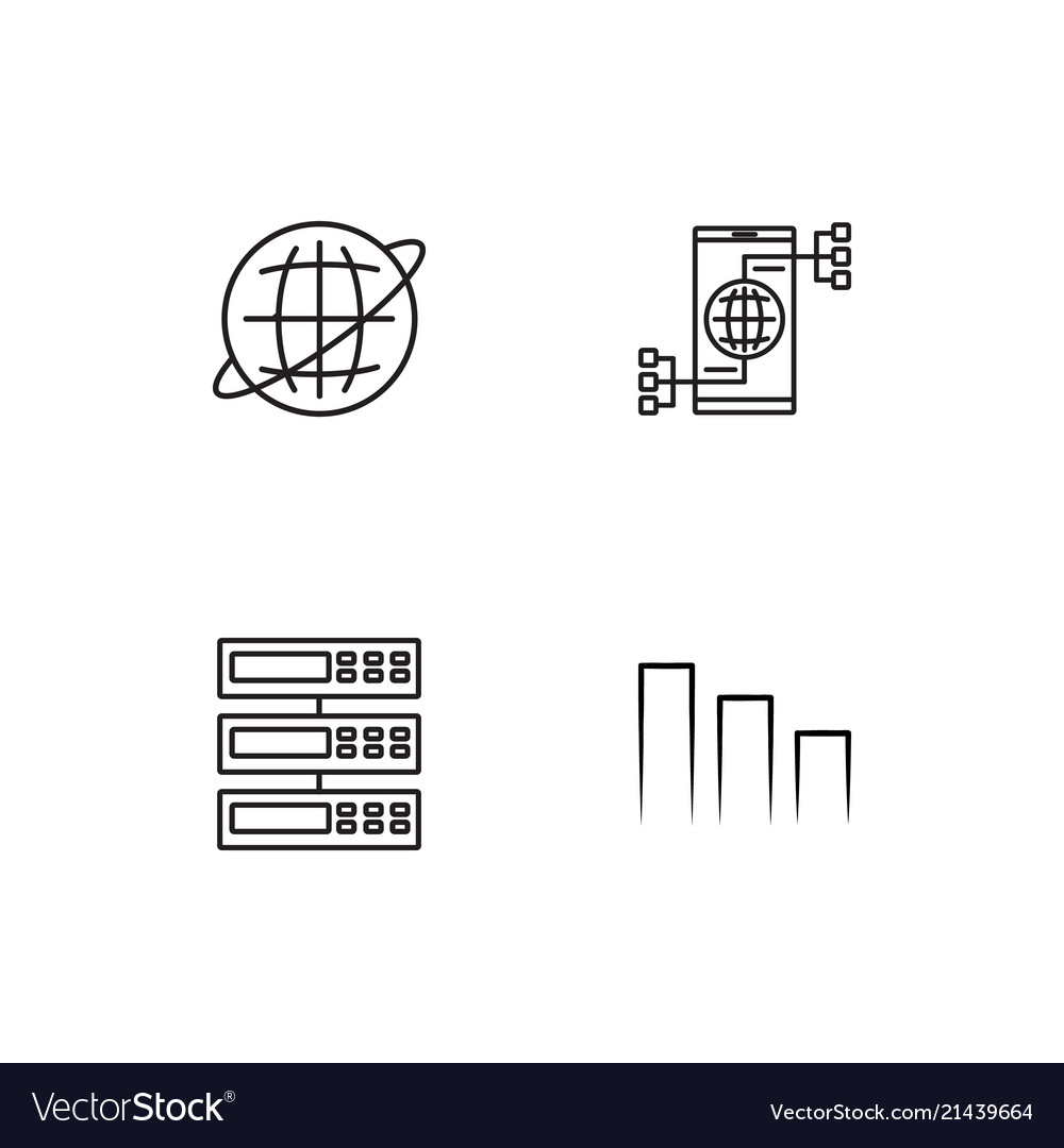 Data analytics linear icons set simple outline