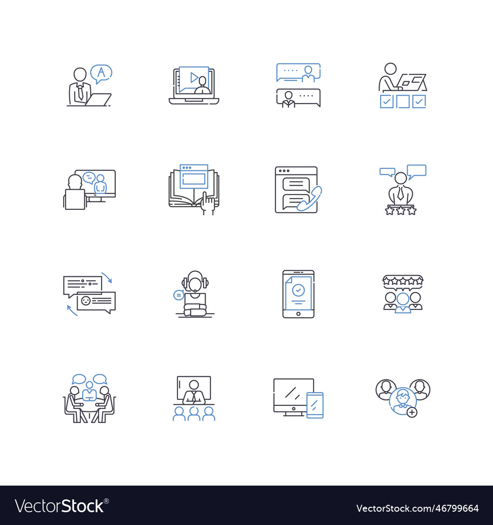 Debating teams line icons collection eloquence vector image Debating teams line icons collection eloquence