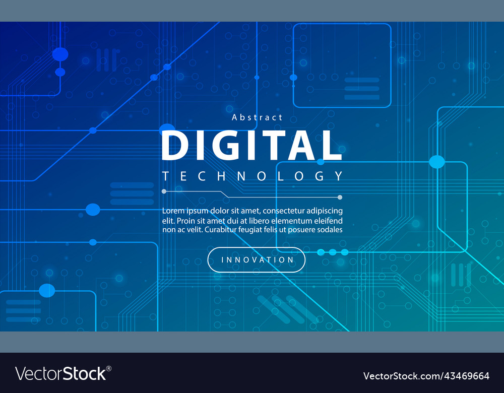 Digital technology banner blue green background ai Vector Image Digital technology banner blue green background ai