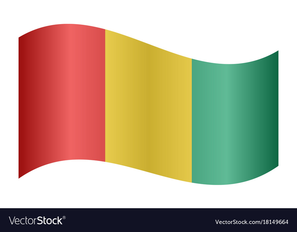 Flag of guinea waving on white background