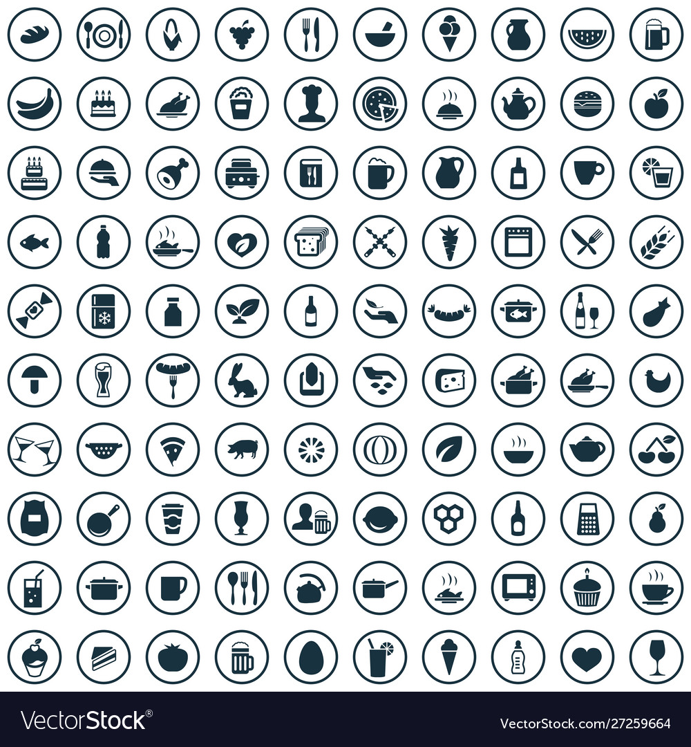 Food Icon Set - 100 Diverse Food Items