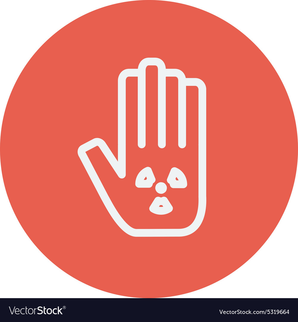 Hand and some object thin line icon