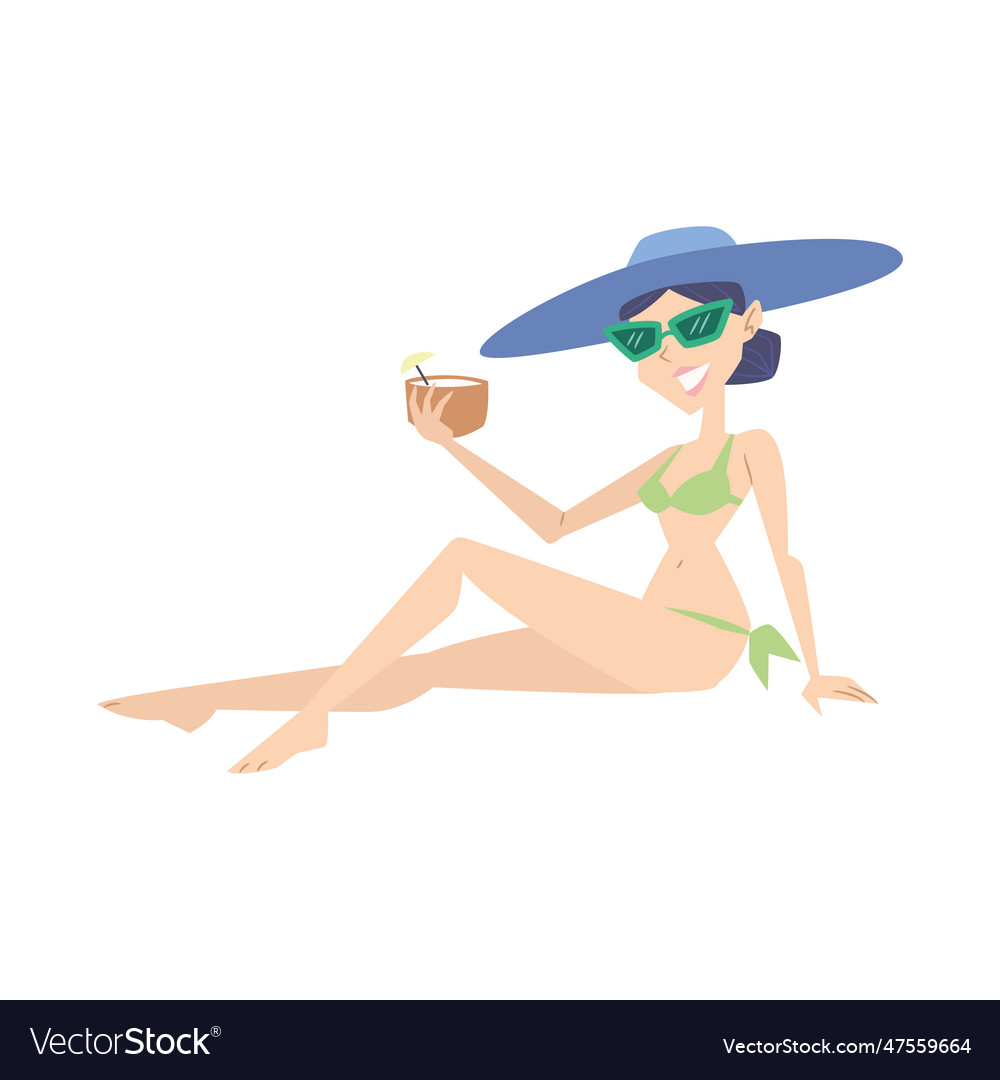 Isolated summer female character with bikini