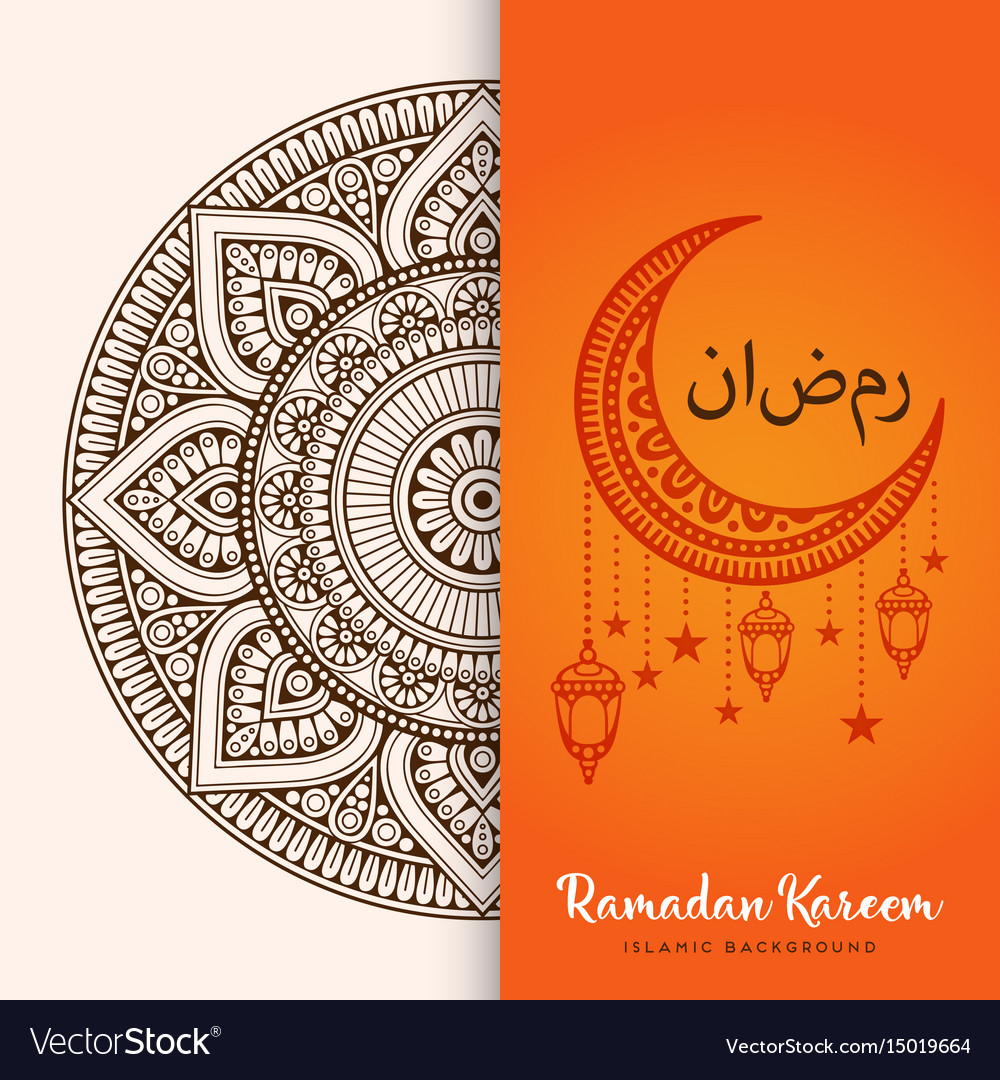 Month ramadan greeting card with arabic