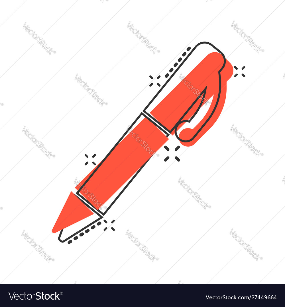 Pen icon in comic style highlighter cartoon