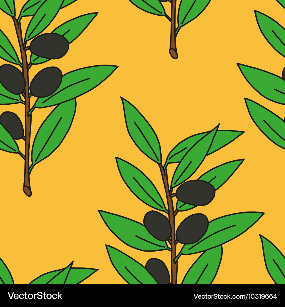 Seamless pattern olive branch Royalty Free Vector Image