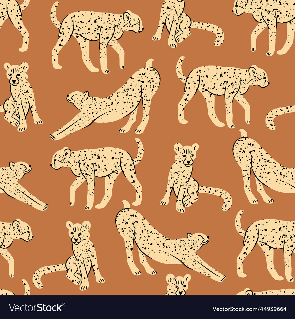 Seamless pattern with cheetahs vector image Seamless pattern with cheetahs
