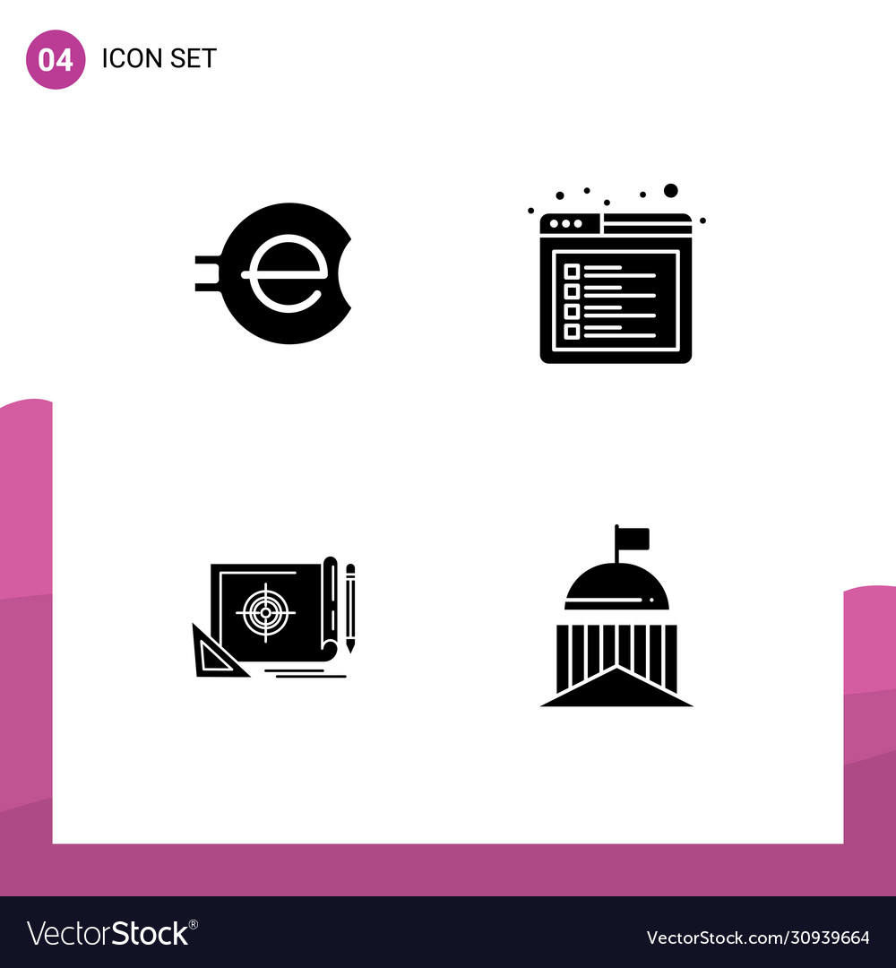 Set 4 solid glyphs on grid for e coin file