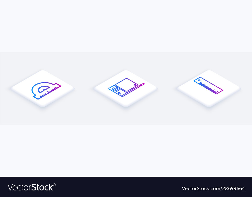 Set isometric line protractor grid for measuring vector image Set isometric line protractor grid for measuring