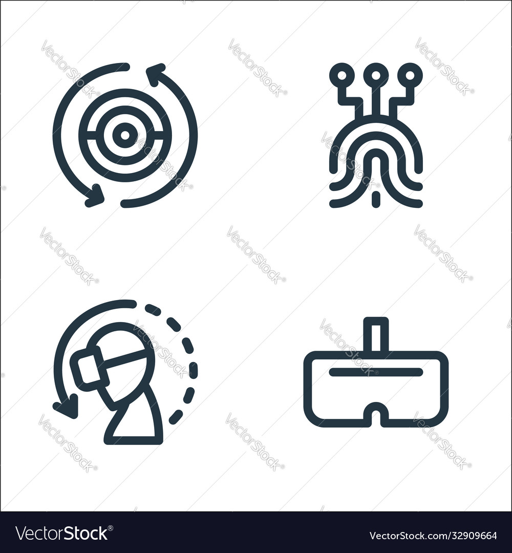 Virtual reality line icons linear set quality vector image Virtual reality line icons linear set quality