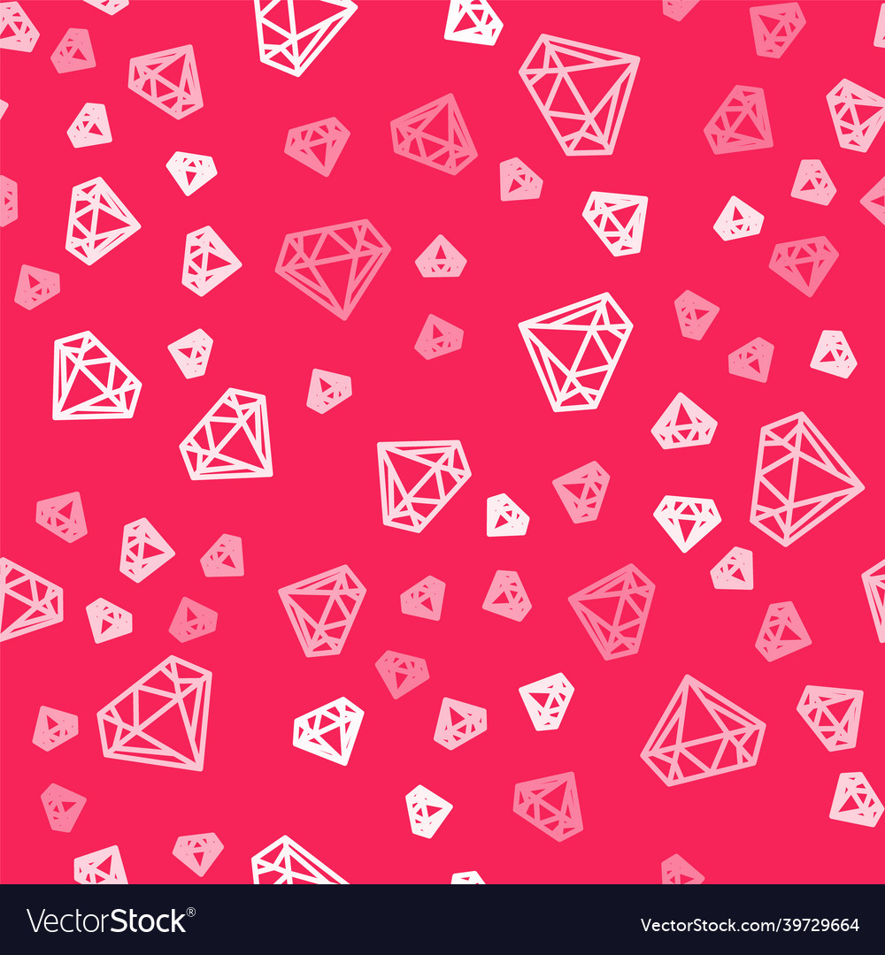White line diamond icon isolated seamless pattern