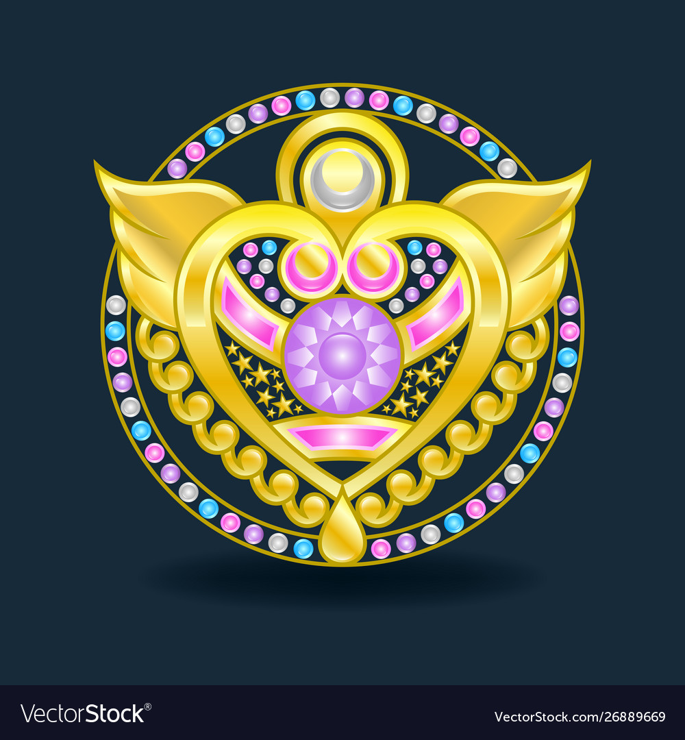 Ein Beispiel ein goldenes Amulett mit Edelsteinen