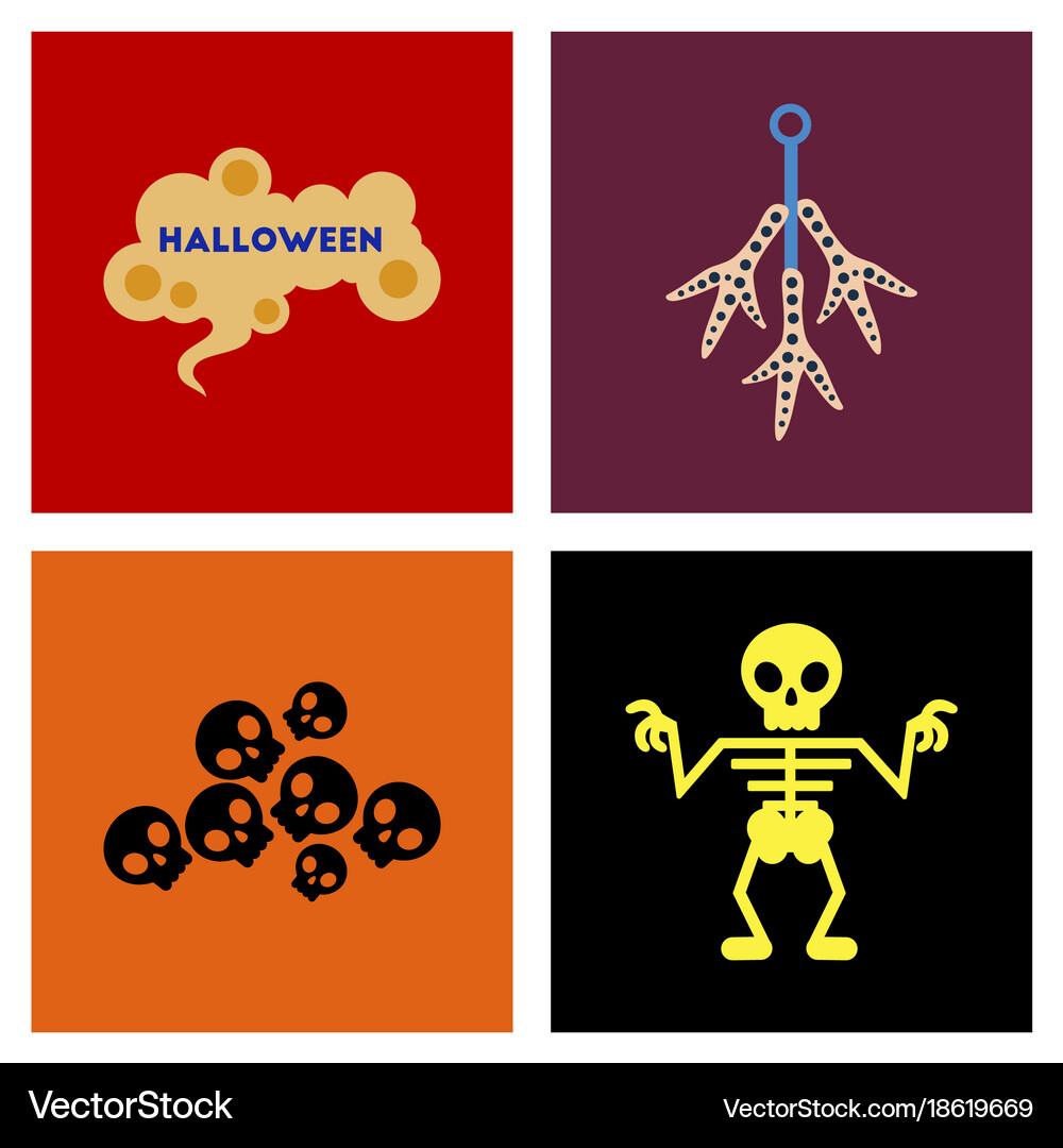 Assembly flat icons halloween skeleton sign Vector Image