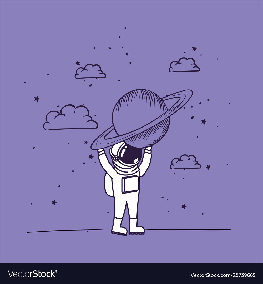Astronaut draw with planet design vector image Astronaut draw with planet design