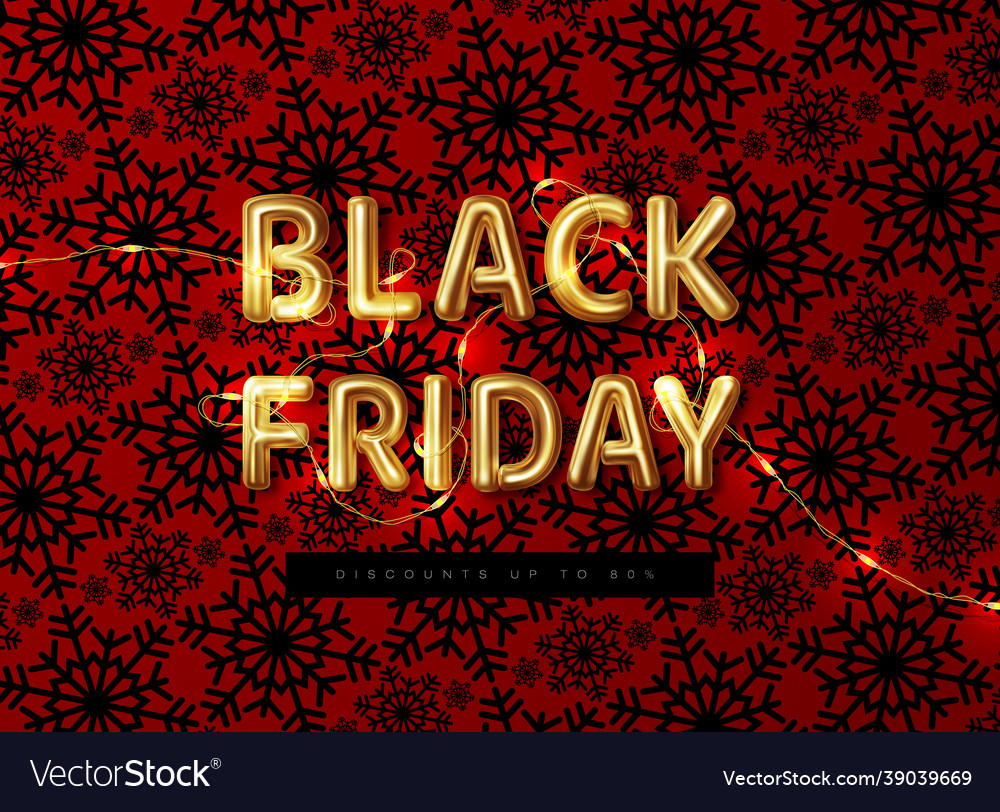 Black friday sale logo with led garland on a red