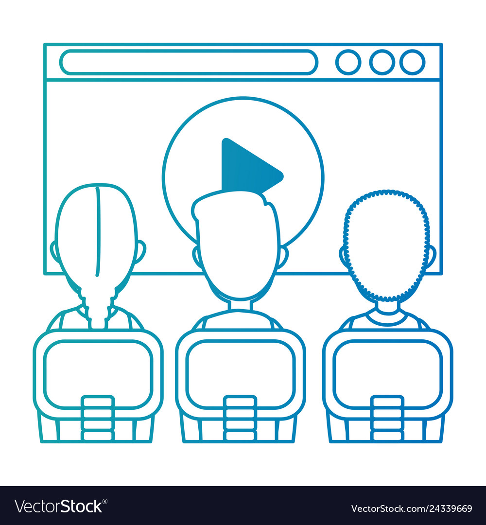 Class with media player in display Vector Image Class with media player in display
