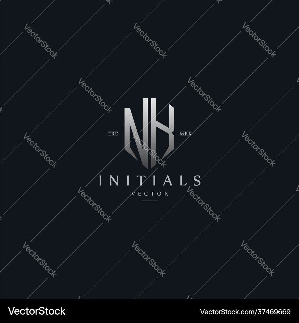 Classy Nk Vintage Metal Monogram Logo Elegant Vector Image