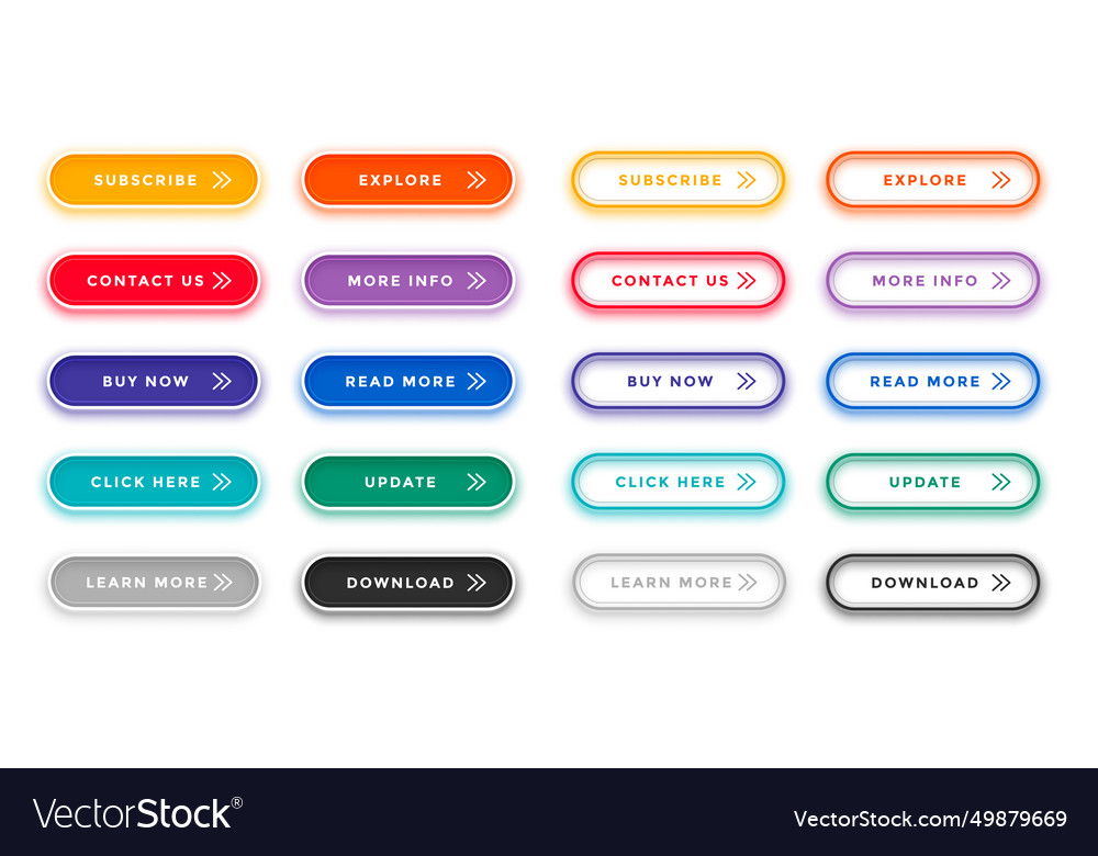 Colorful and blank web button icon element