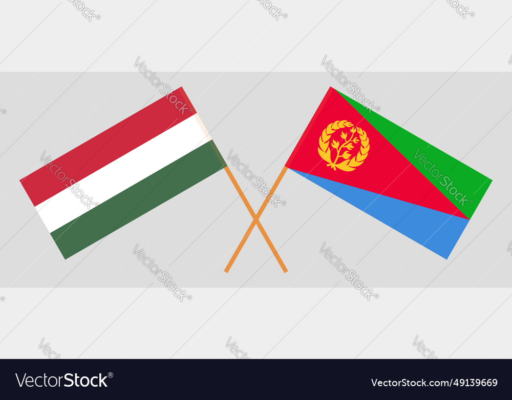 Crossed flags of hungary and eritrea official vector image Crossed flags of hungary and eritrea official