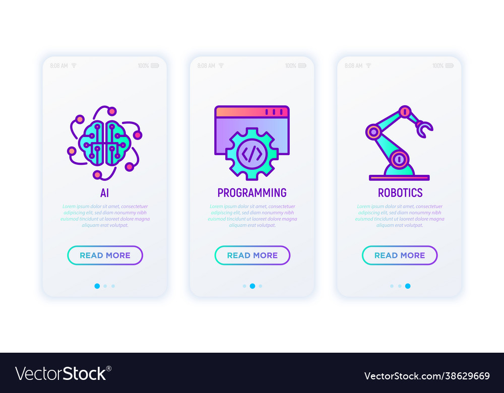 Cyber technology thin line icons set ai