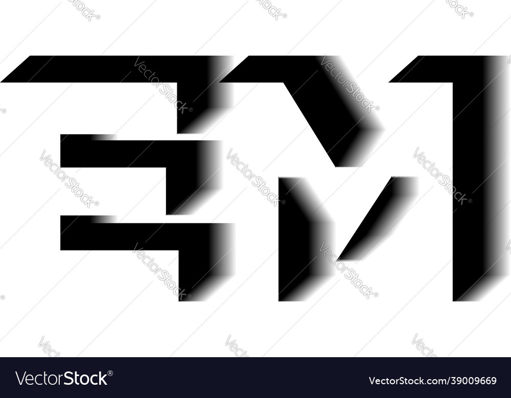 Em monogram shadow shape style Vector Image Em monogram shadow shape style