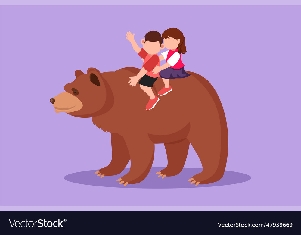 Graphic flat design drawing little boy and girl