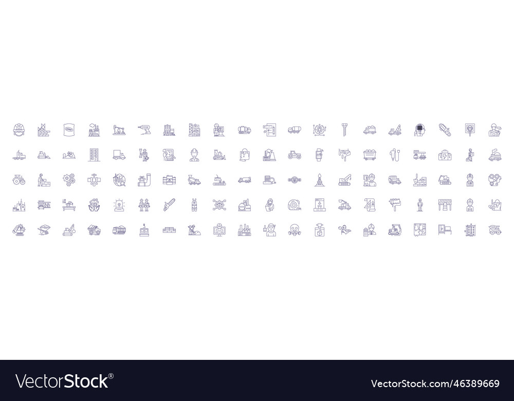 Industrial production line icons signs set design