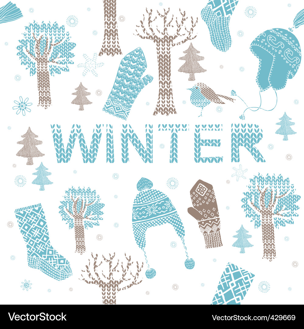 Knitted winter clothes Royalty Free Vector Image