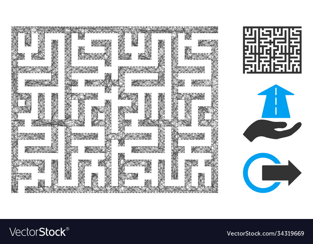 Labyrinth polygonal web mesh vector image Labyrinth polygonal web mesh