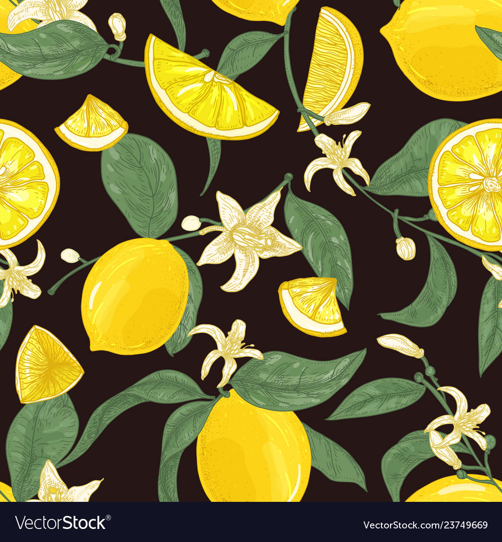 Lemon Seamless Pattern - Citrus Fruits