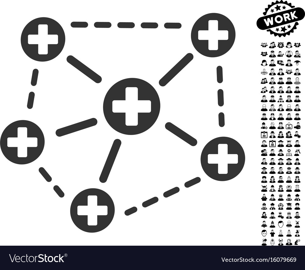 Medical network structure icon with men bonus