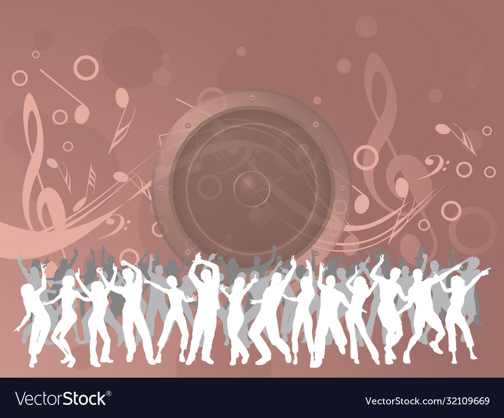 Menschen tanzen auf rosa Musik Hintergrund vector image Menschen tanzen auf rosa Musik Hintergrund