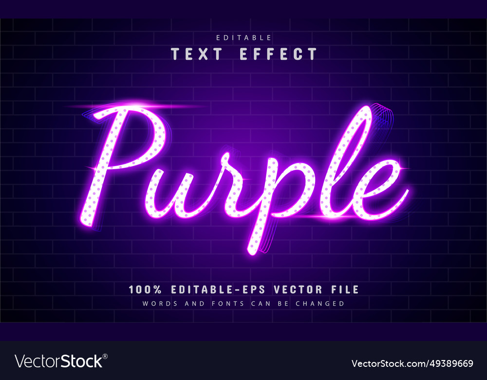Purple neon text effect with dot pattern vector image Purple neon text effect with dot pattern