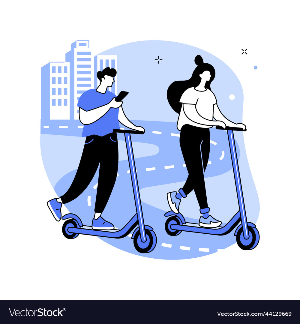 Riding scooter isolated cartoon