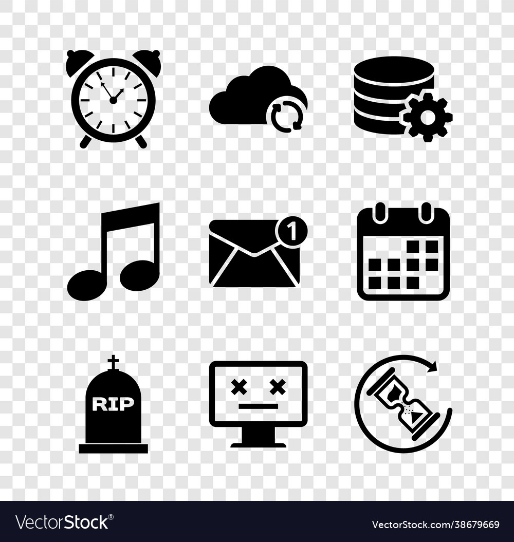 Set alarm clock cloud sync refresh setting vector image Set alarm clock cloud sync refresh setting