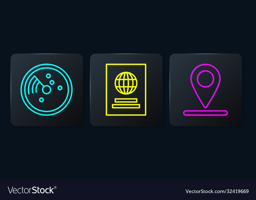 Set line radar with targets on monitor location vector image Set line radar with targets on monitor location