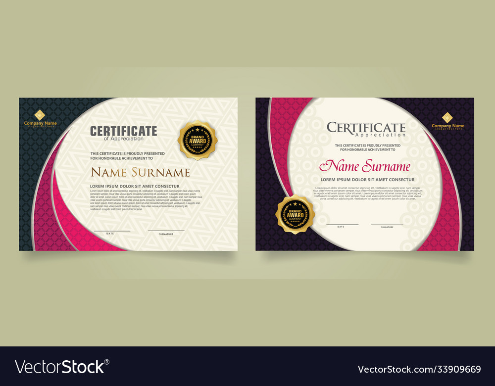 Set modern certificate template with realistic vector image Set modern certificate template with realistic