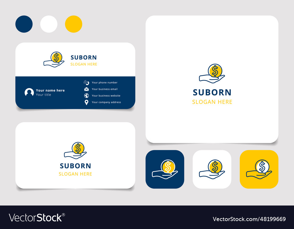 Suborn logo design with editable slogan branding