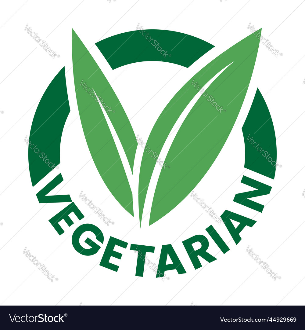 Vegetarian round icon with green leaves and dark