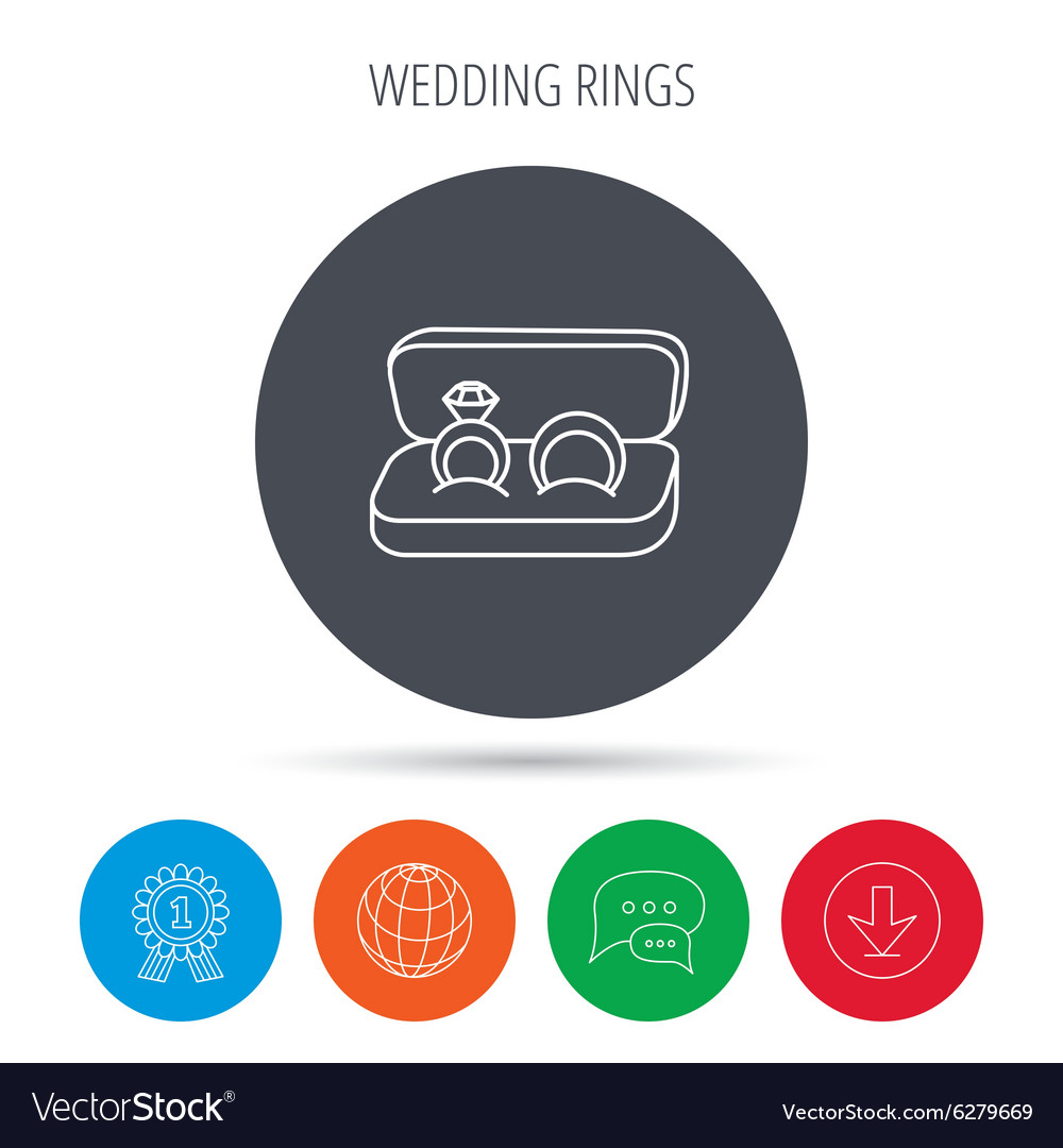 Wedding rings icon jewelry with diamond sign