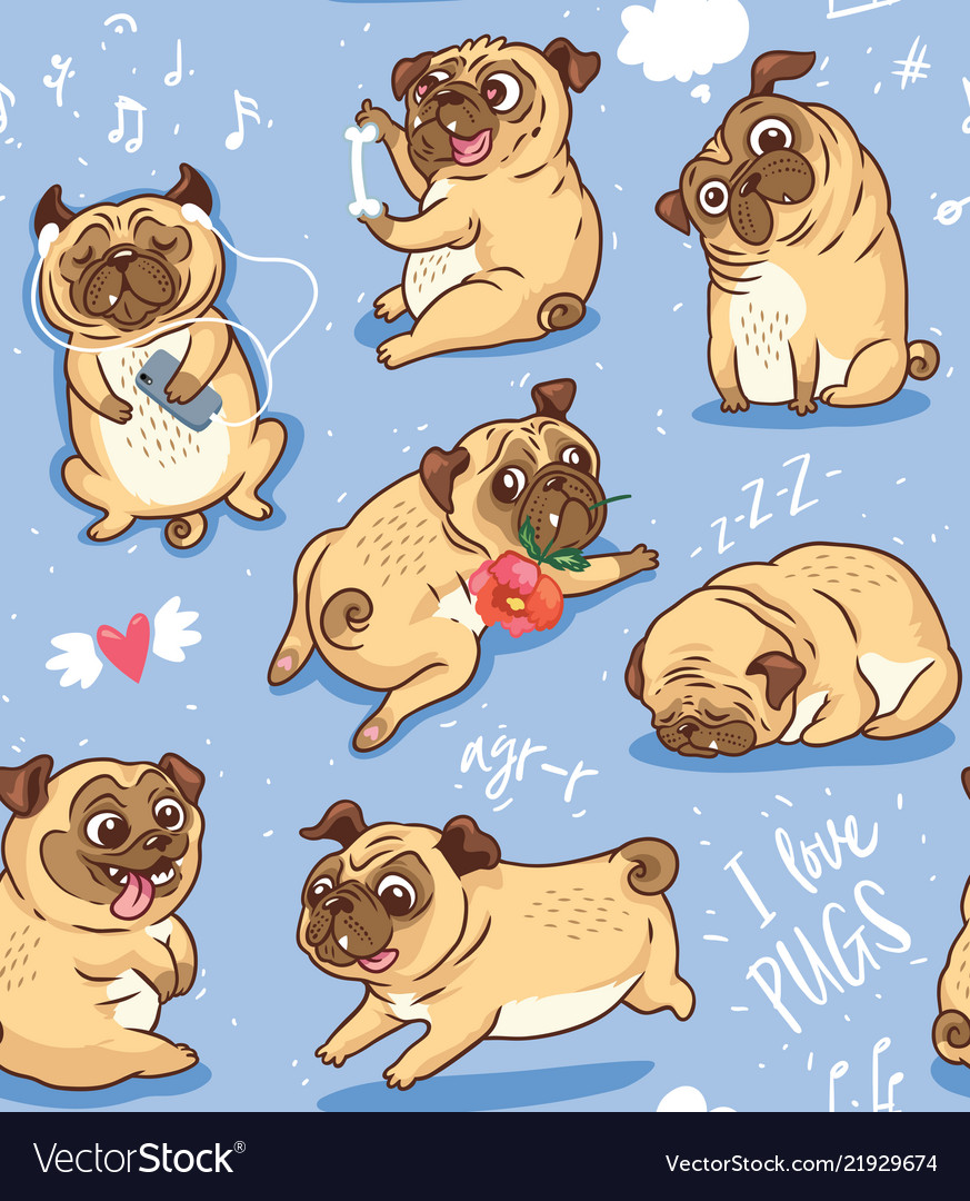 Adorable Pug Puppy Pattern