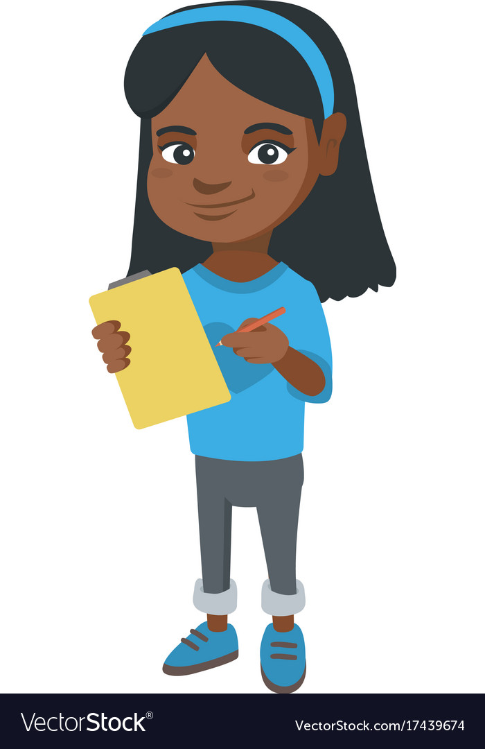 African-American Girl with Clipboard