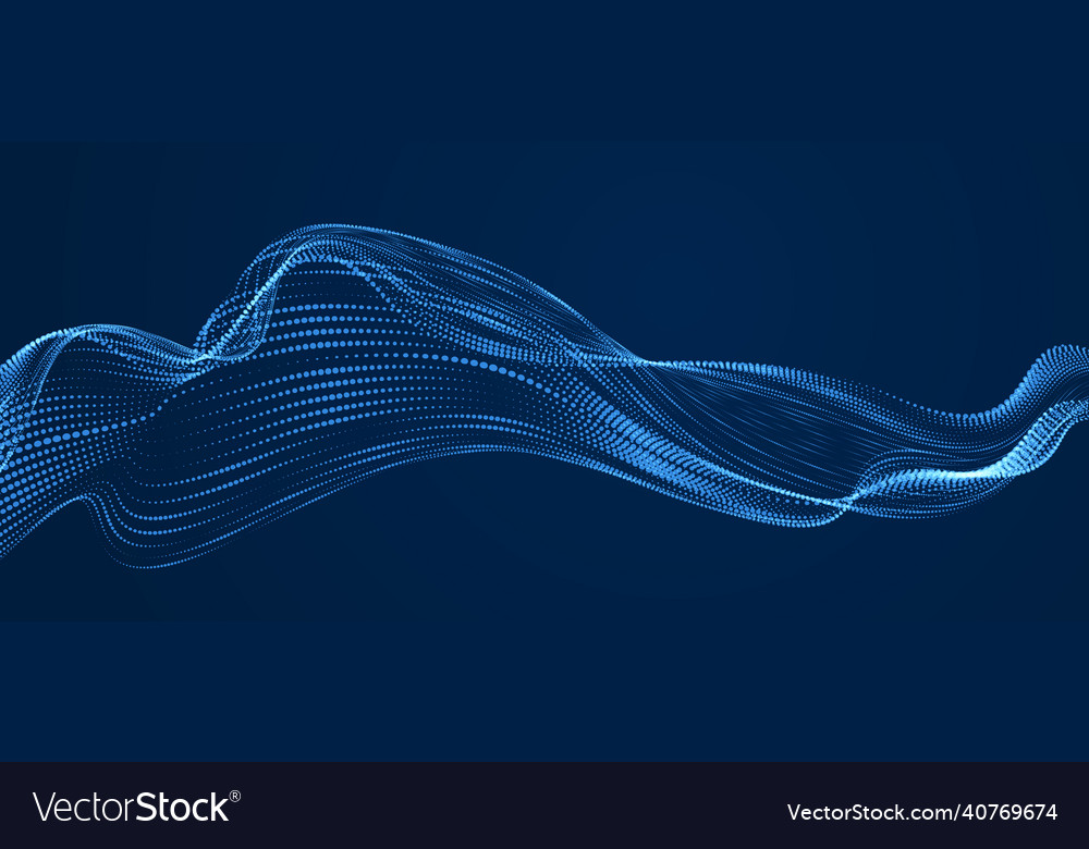 Array of particles flowing over dark background
