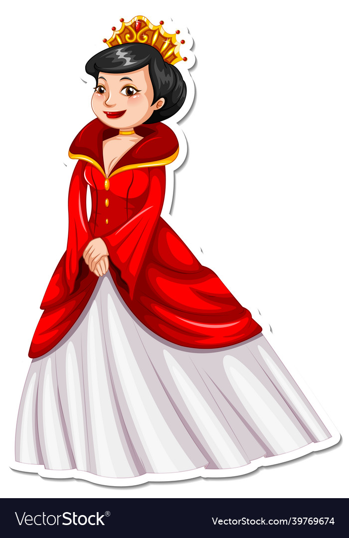 Beautiful princess cartoon character sticker Vector Image