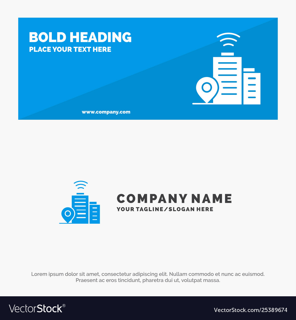 Building wifi location solid icon website banner vector image Building wifi location solid icon website banner