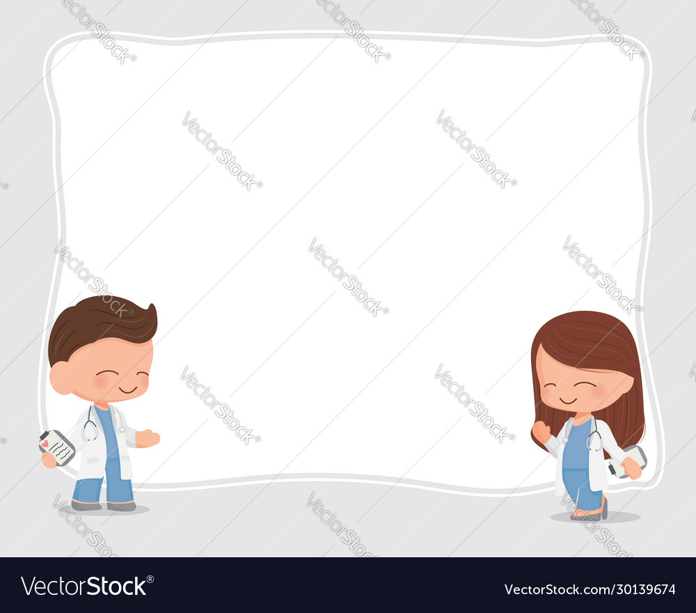 Cute flat style cartoon young doctors couple Vector Image Cute flat style cartoon young doctors couple Vector Image