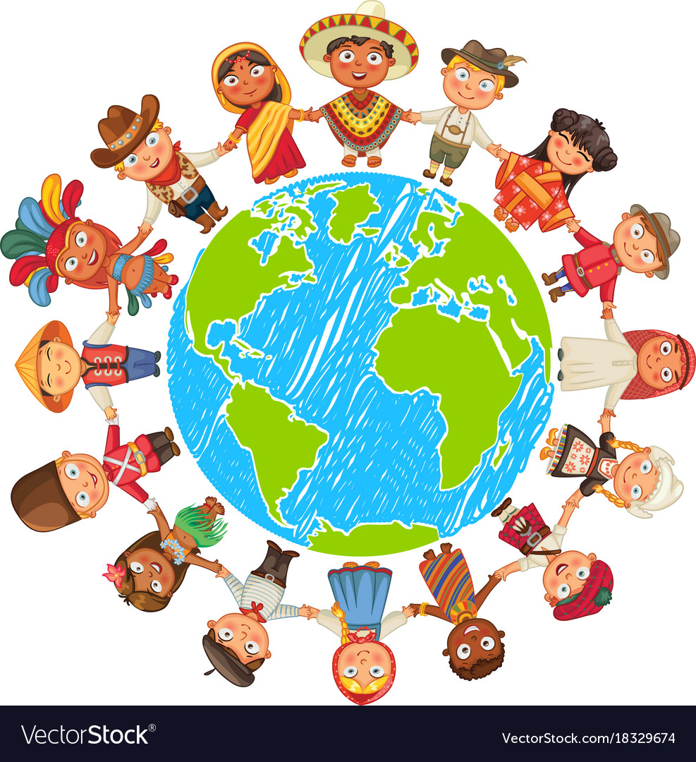 Earth day nationalities funny cartoon character Vector Image