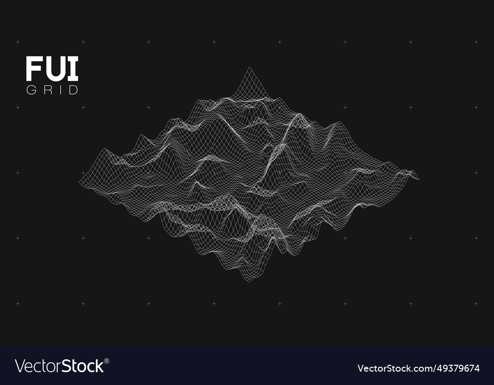 Fui gui 3d landscape scan grid abstract vector image Fui gui 3d landscape scan grid abstract